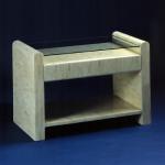 F328B
Bone End Table With Drawer and Glass Top
32” wide x 18” deep x 22” high
Available in Custom Sizes & Finishes
<A  HREF="http://www.imambience.com/F328B_Bone_End-Table.pdf"><b>Click here</b> </A>to view and download tearsheet.